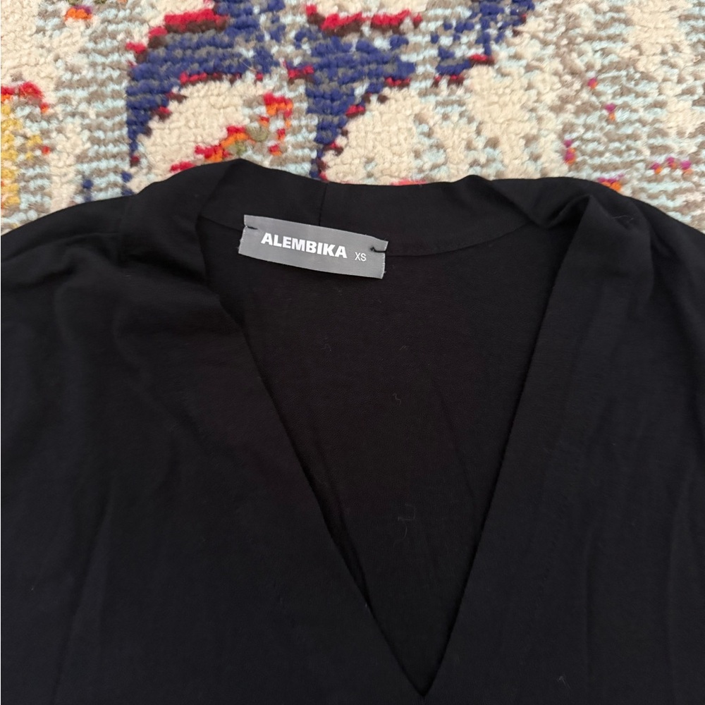 Black Floral and Stripe Short Sleeve Top - Picture 2 of 4